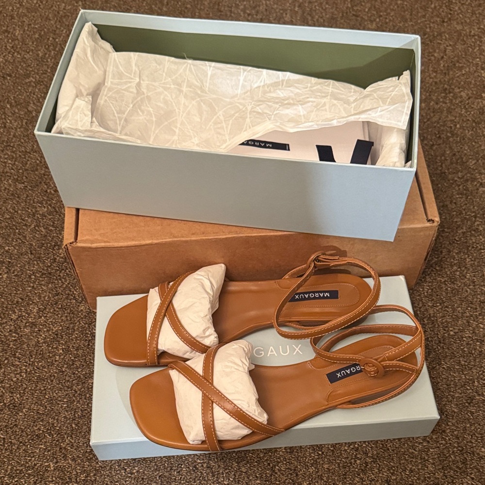 Margaux Brown Flat Sandals